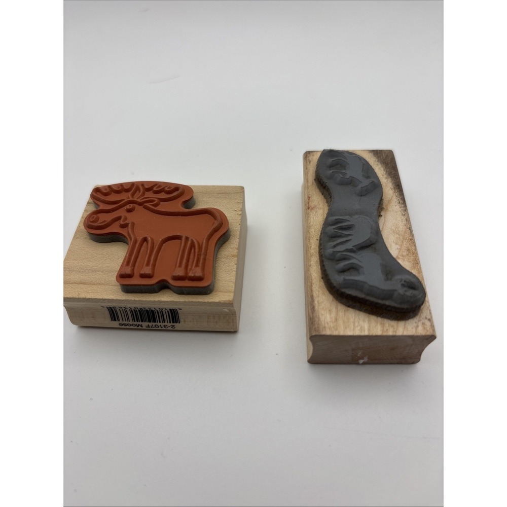 A Muse‎ Artstamps Art Impressions Wood Mount Rubber Stamps Moose Deer Animals - Picture 4 of 4